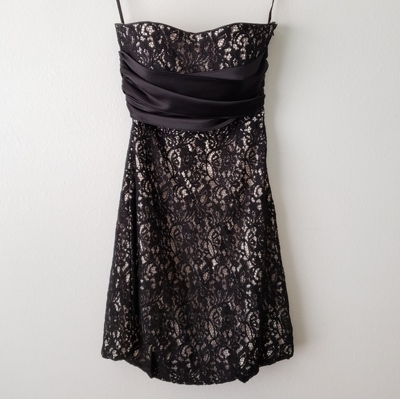White House Black Market Dresses & Skirts - Strapless WHBM Black Lace Formal Dress